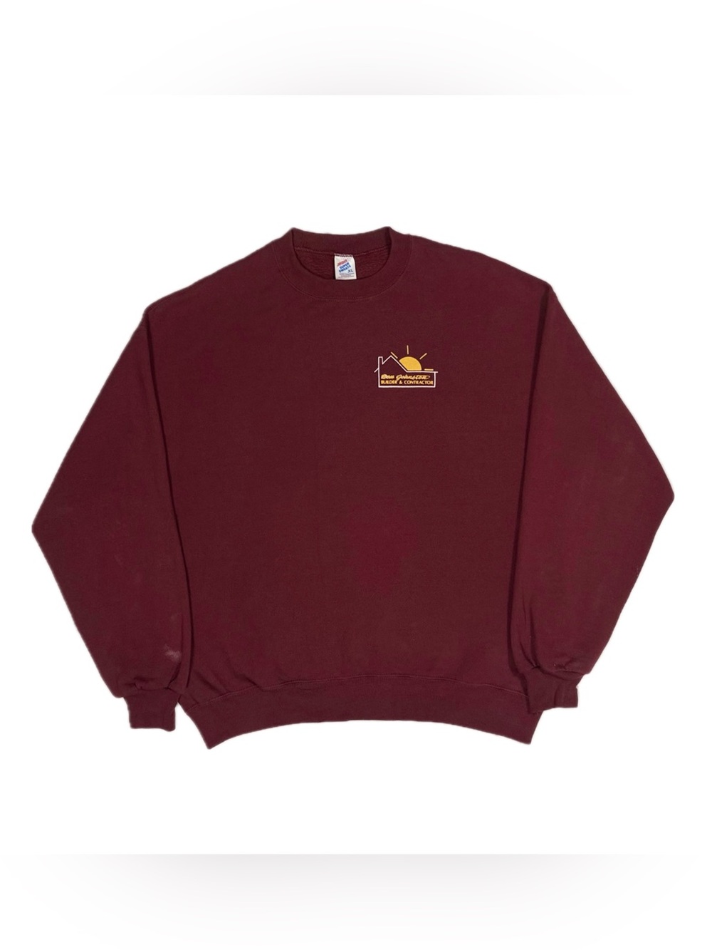 Vtg 90s Jerzees Super Sweat USA Made Red Construction Crewneck Sweatshirt Men XL